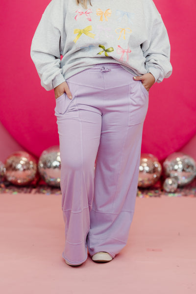 Lilac Mineral Washed Wide Leg Pant