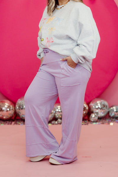 Lilac Mineral Washed Wide Leg Pant