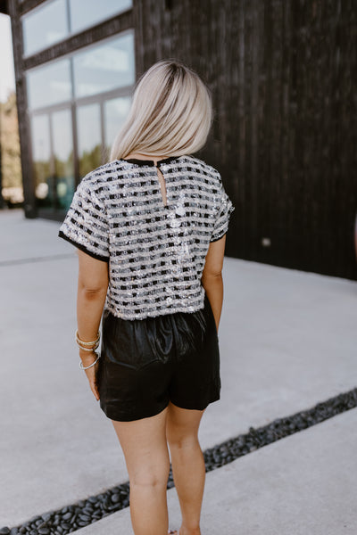 Black Metallic Bow Detail Shorts