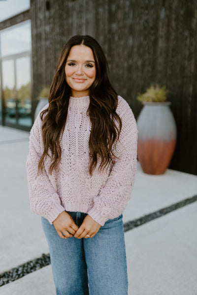 Rose Dust Chunky Cable Knit Sweater