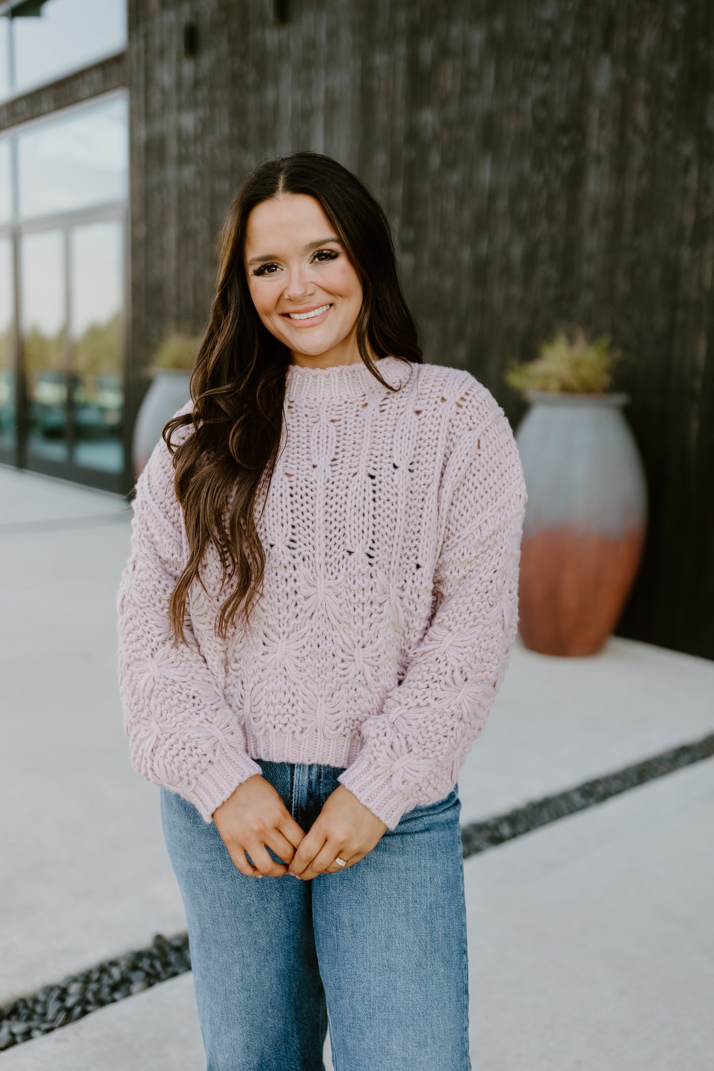 Rose Dust Chunky Cable Knit Sweater