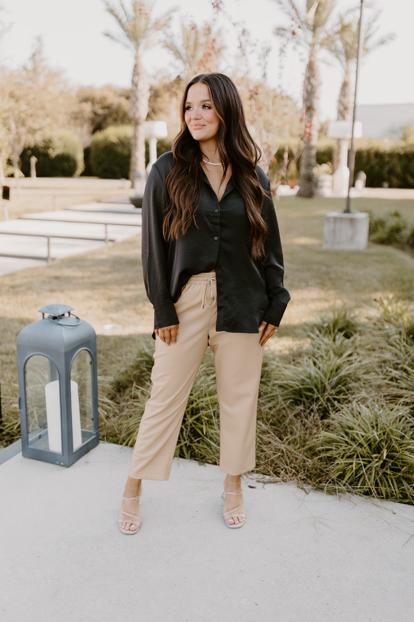 Black Oversized Collared Button Down Top