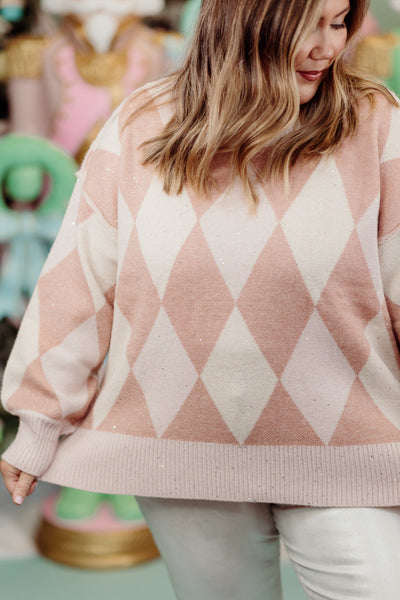 Dusty Pink Multi Pattern Knit Sweater