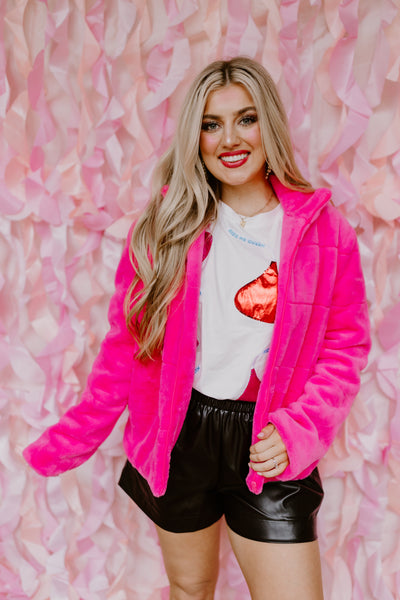 Neon Pink Ultra Soft Faux Fur Jacket