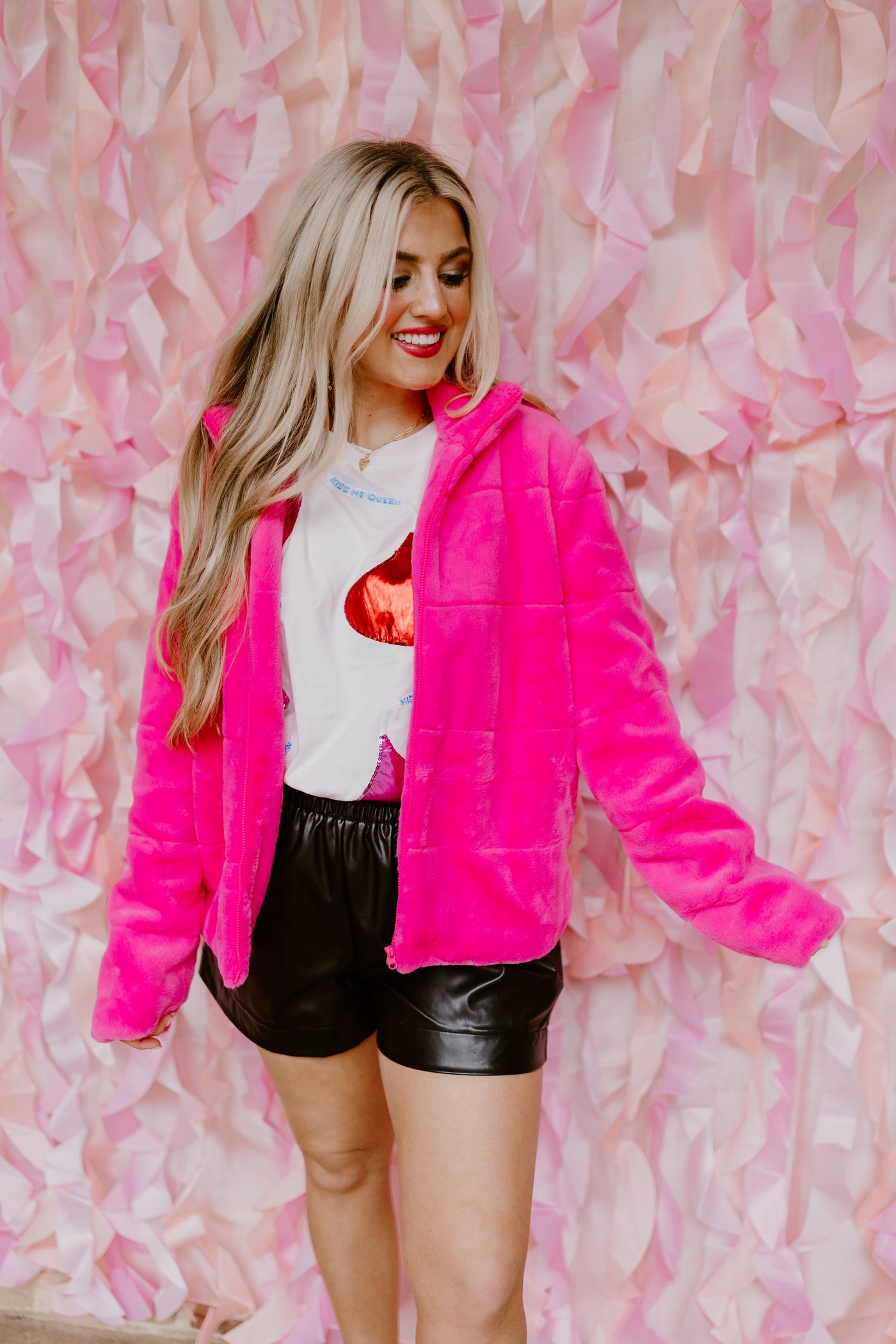 Neon Pink Ultra Soft Faux Fur Jacket