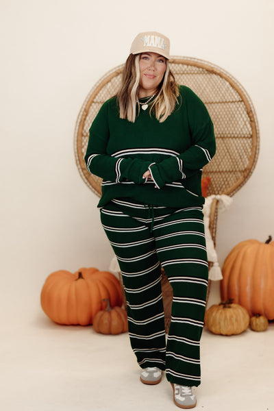 Green Multi Striped Sweater and Pant Set