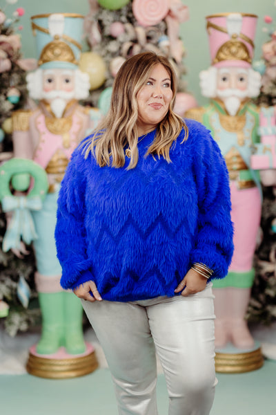 Molly Bracken Royal Blue Fuzzy Sweater