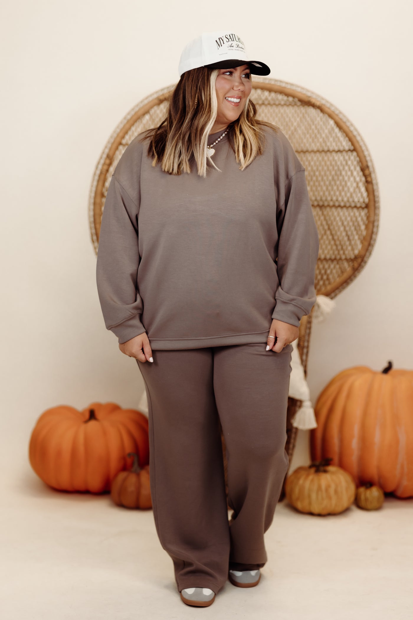 Mocha Scuba Mock Neck Pullover and Pant Set