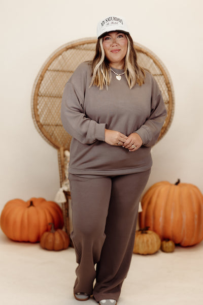 Mocha Scuba Mock Neck Pullover and Pant Set