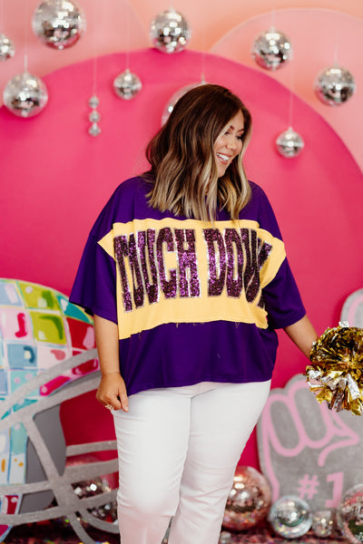 Purple and Yellow Touch Down Loose Fit Sequin Top