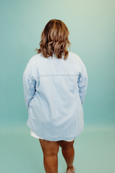 Risen Light Wash Oversized Lightweight Denim Shacket