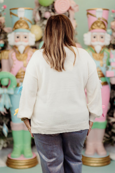 Cream Multi Bow Detail Cropped Sweater