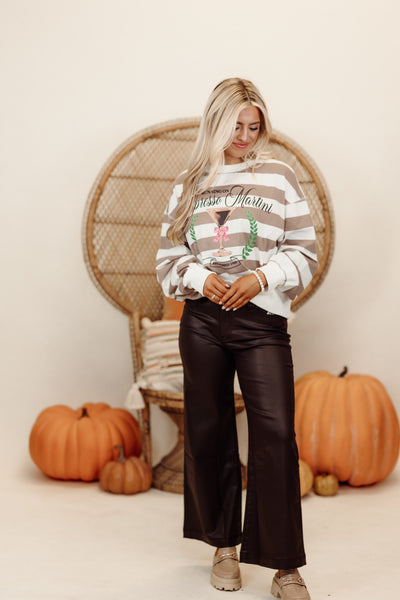 White and Mocha Striped Espresso Martini Sweatshirt