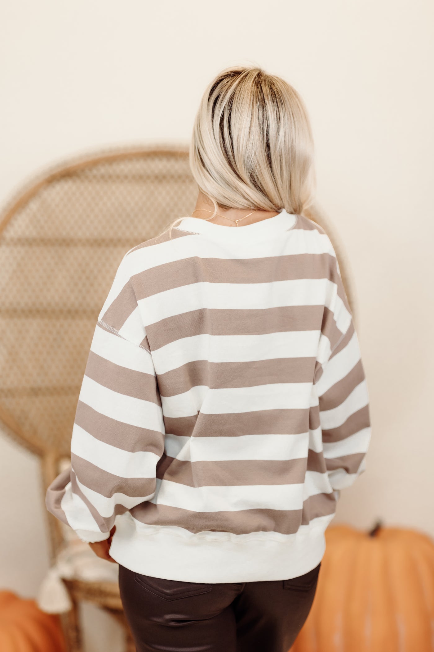 White and Mocha Striped Espresso Martini Sweatshirt