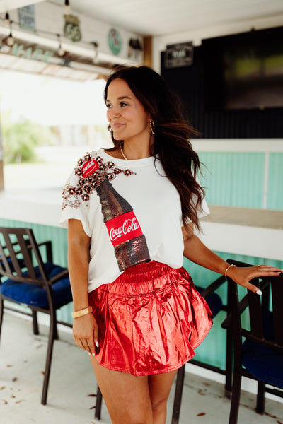 Queen Of Sparkles White Popping Coca Cola Bottle Tee