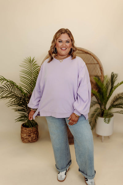 Lavender Reverse Seam Balloon Sleeve Pullover