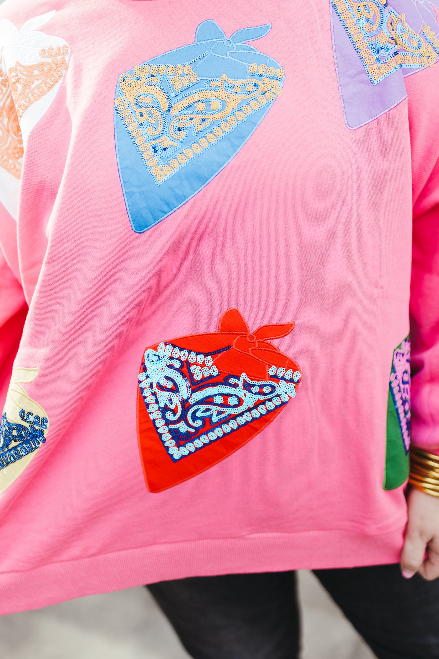 Queen of Sparkles Pink Multi Bandana Sweatshirt