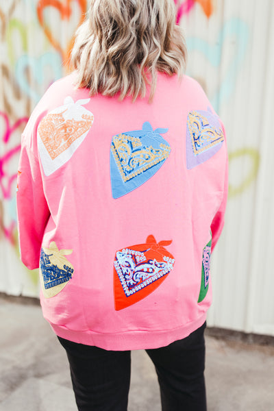 Queen of Sparkles Pink Multi Bandana Sweatshirt