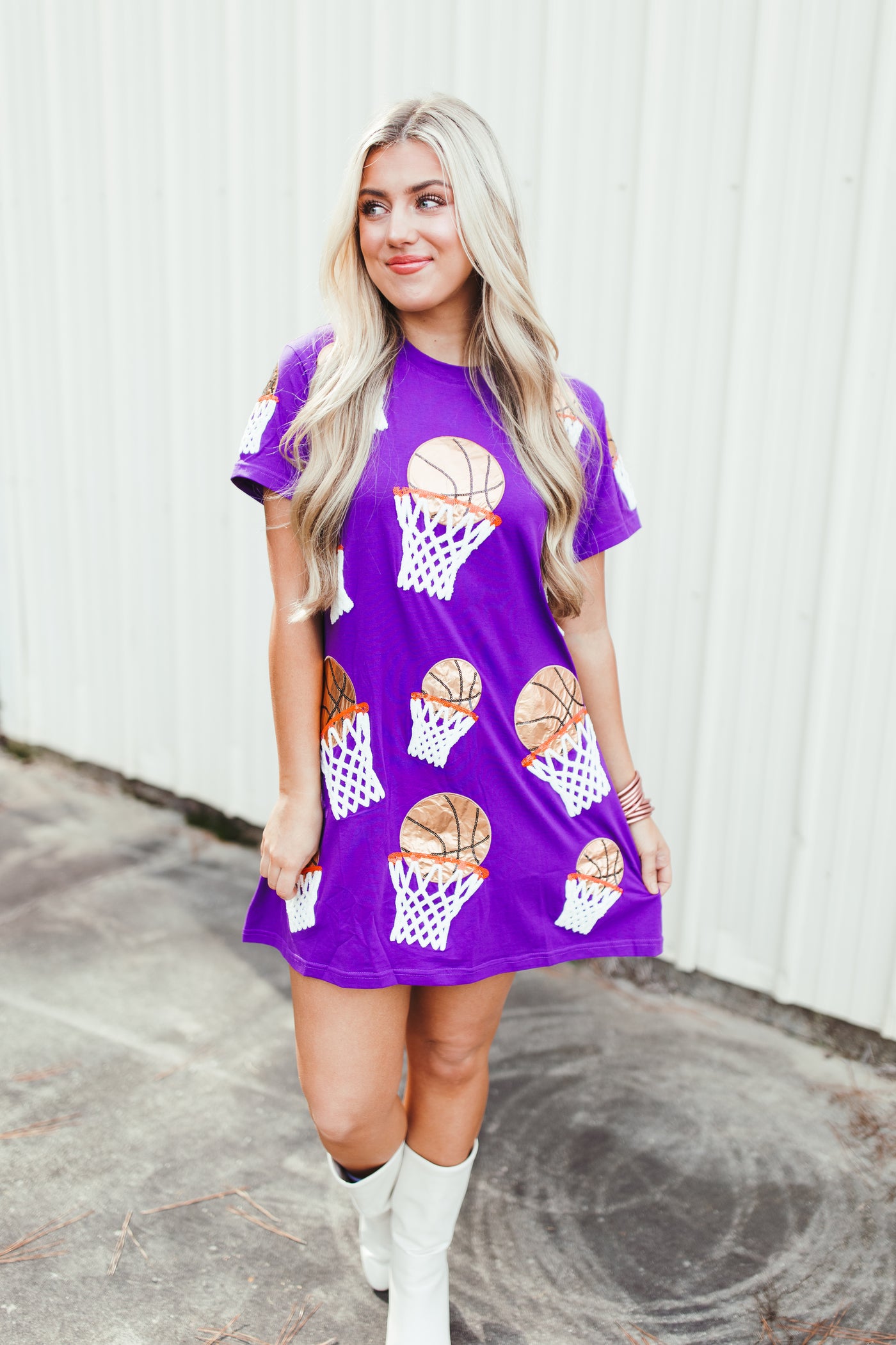 Queen Of Sparkles Purple Basketball Hoop Tee Dress