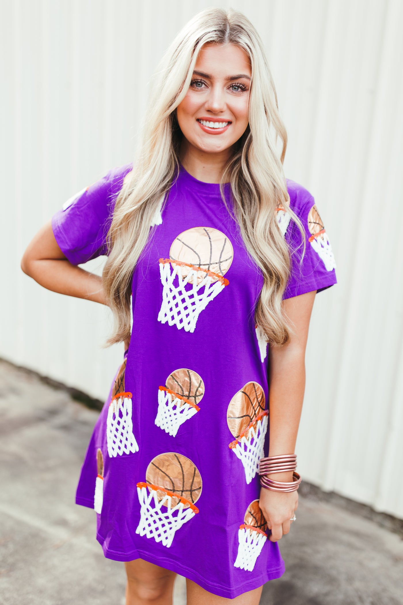 Queen Of Sparkles Purple Basketball Hoop Tee Dress