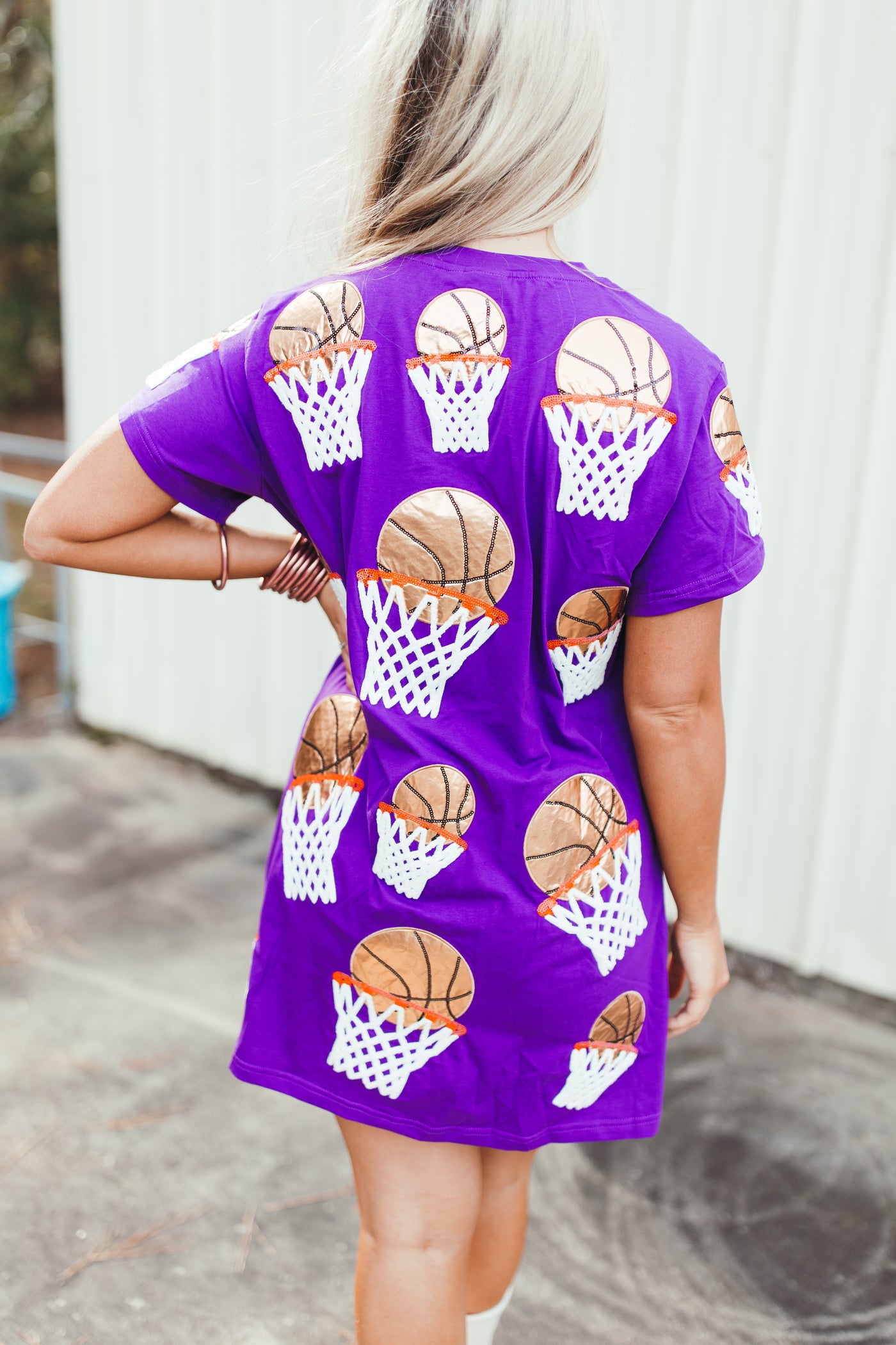 Queen Of Sparkles Purple Basketball Hoop Tee Dress