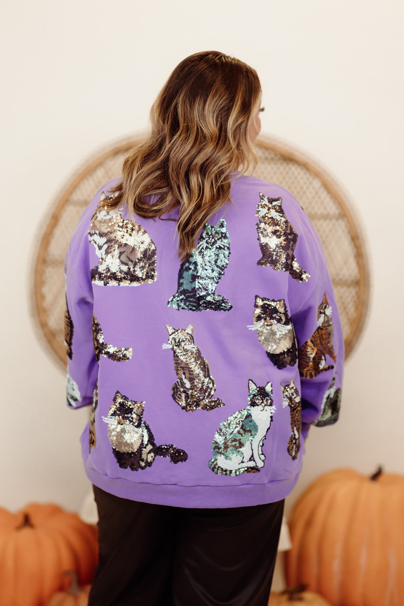 Queen of Sparkles Purple Scattered Cat Sweatshirt