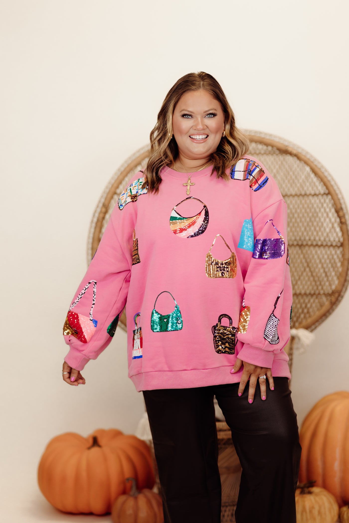 Queen of Sparkles Pink Queen of Purses Sweatshirt