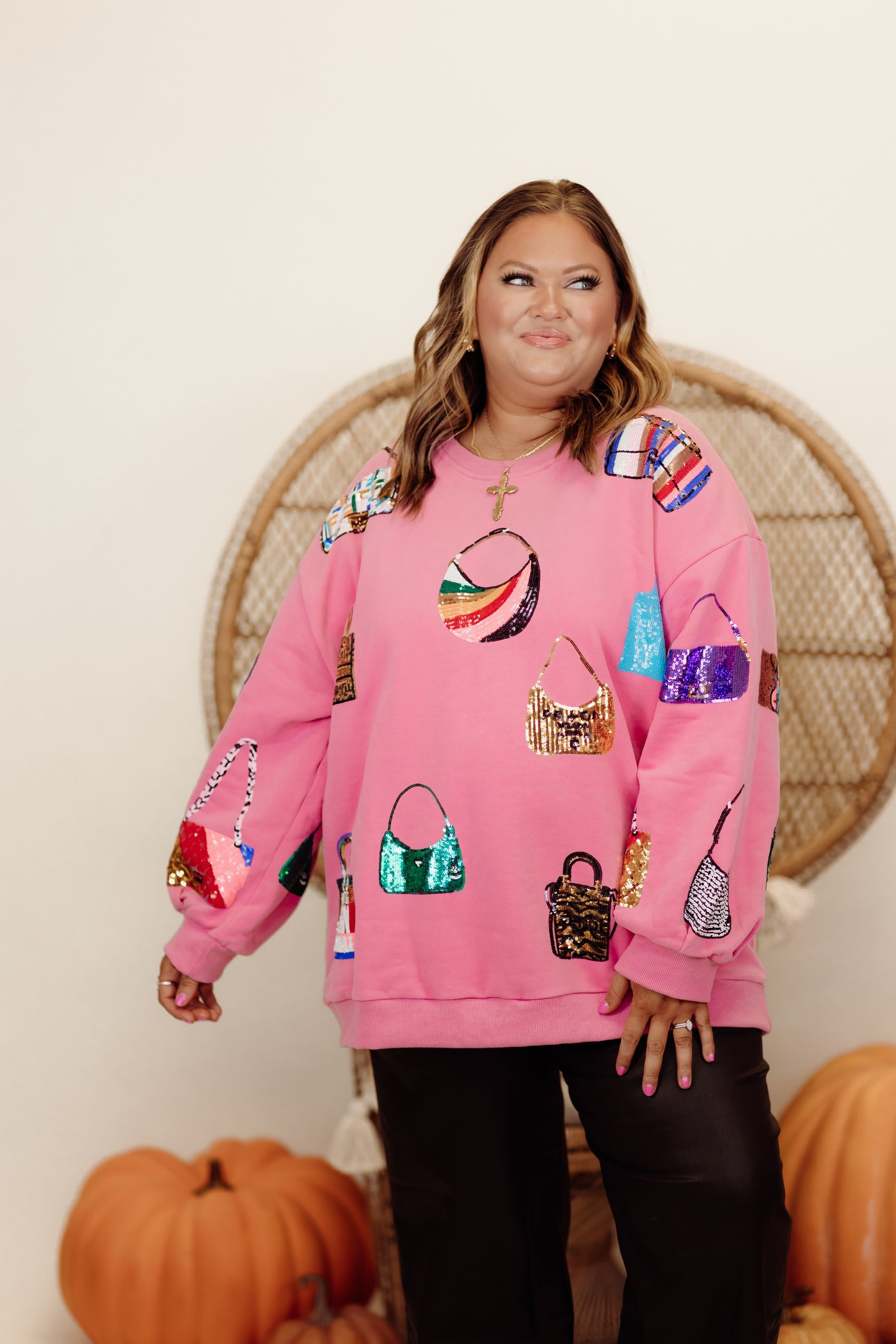 Queen of Sparkles Pink Queen of Purses Sweatshirt