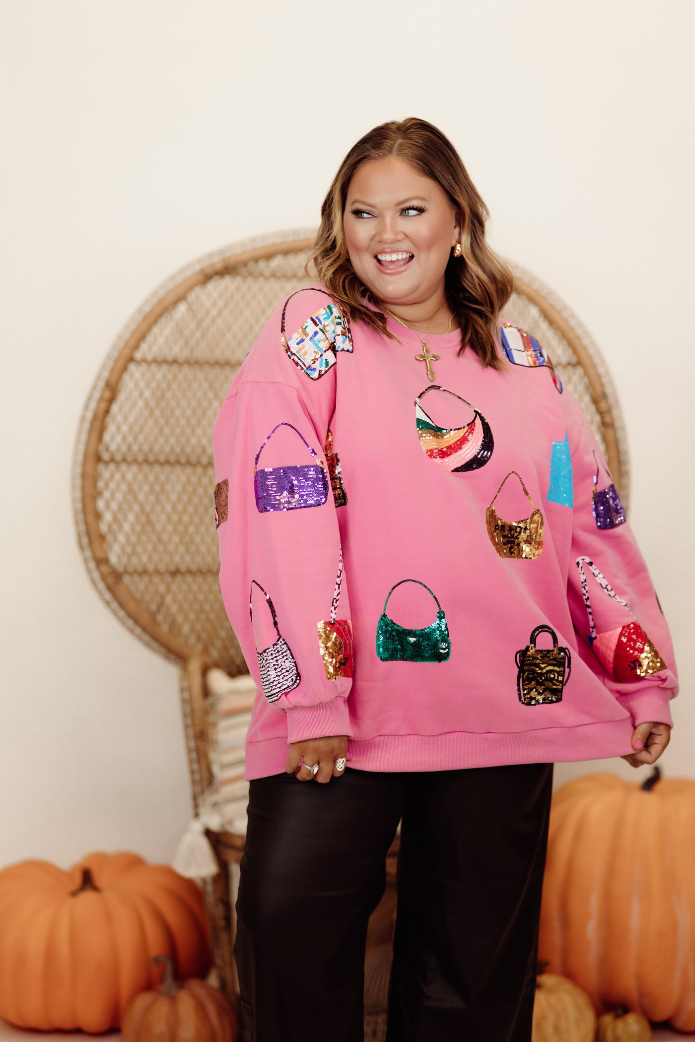 Queen of Sparkles Pink Queen of Purses Sweatshirt