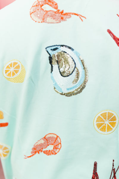 Queen Of Sparkles Mint Queen of Seafood Sweatshirt