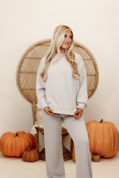 Mocha Cream Scuba Mock Neck Pullover and Pant Set