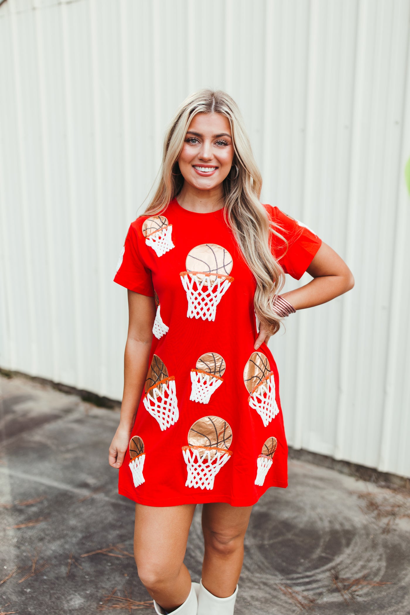 Queen Of Sparkles Red Basketball Hoop Tee Dress