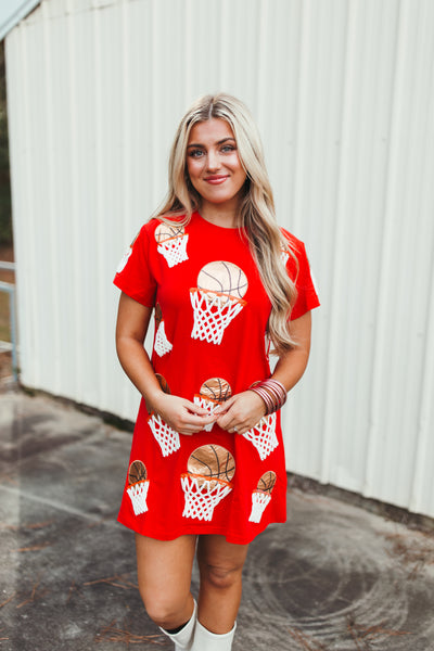 Queen Of Sparkles Red Basketball Hoop Tee Dress