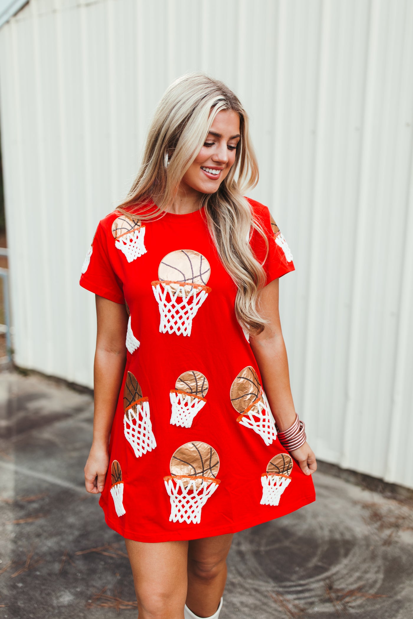 Queen Of Sparkles Red Basketball Hoop Tee Dress