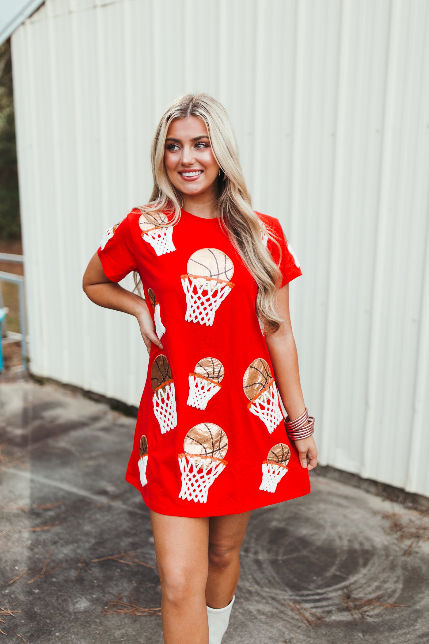 Queen Of Sparkles Red Basketball Hoop Tee Dress