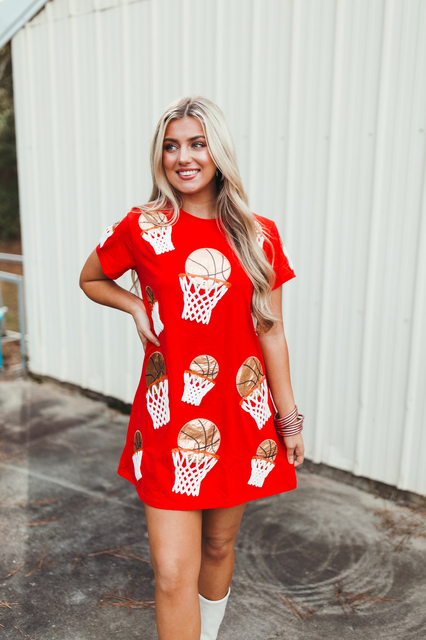 Queen Of Sparkles Red Basketball Hoop Tee Dress