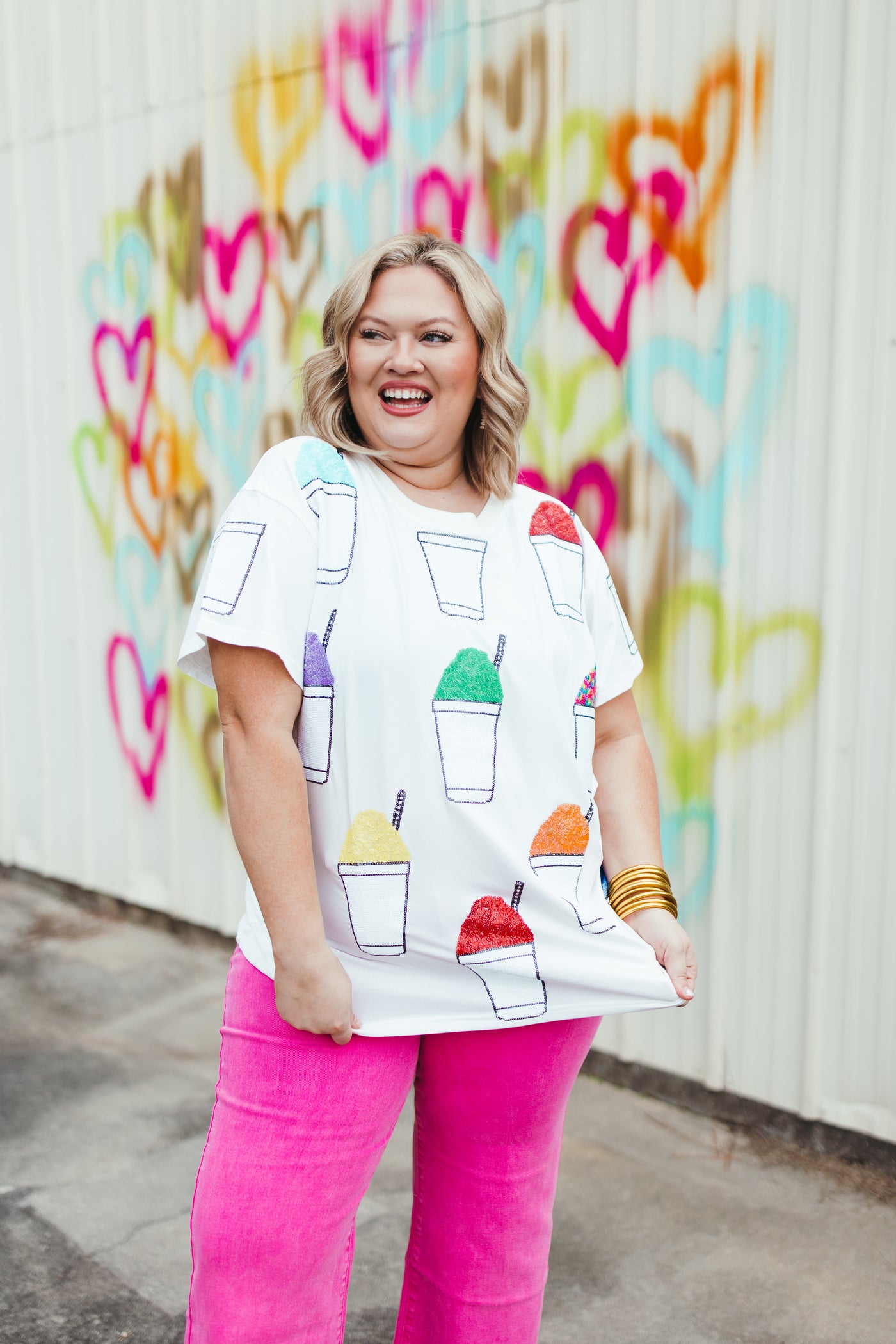 Queen Of Sparkles White Multi Snow Cone Tee