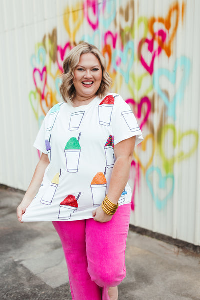 Queen Of Sparkles White Multi Snow Cone Tee