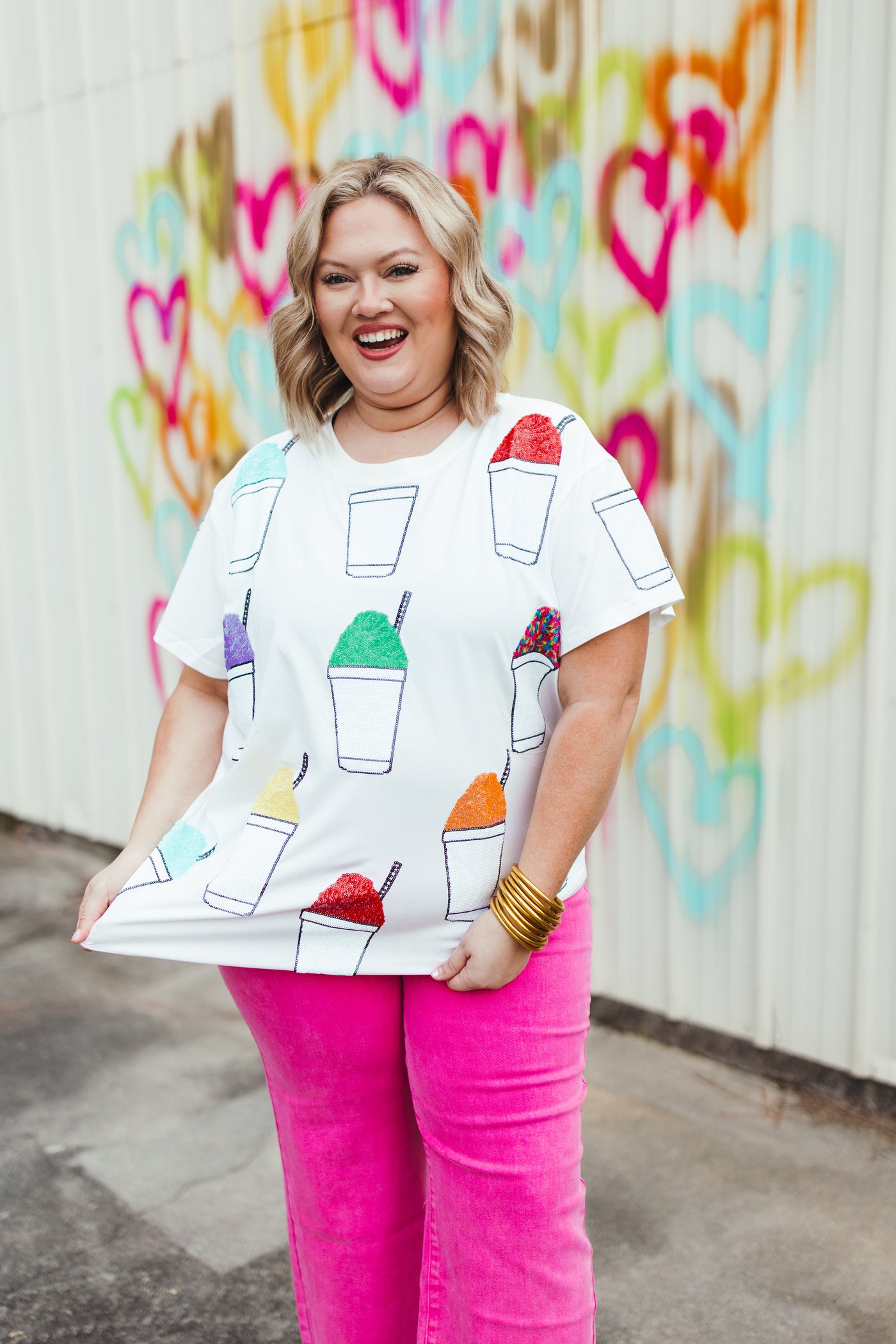 Queen Of Sparkles White Multi Snow Cone Tee