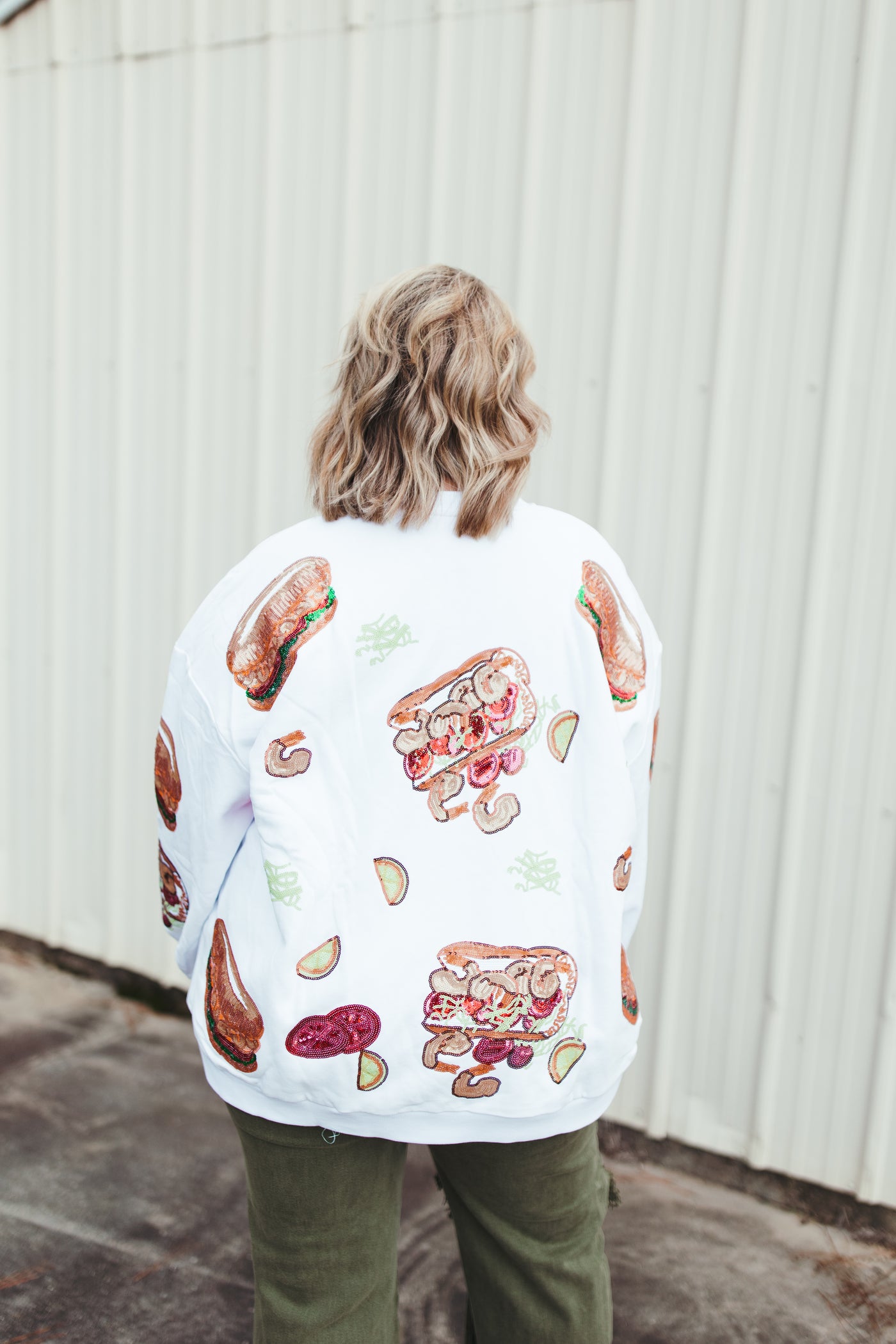 Queen Of Sparkles White Poboy Sweatshirt