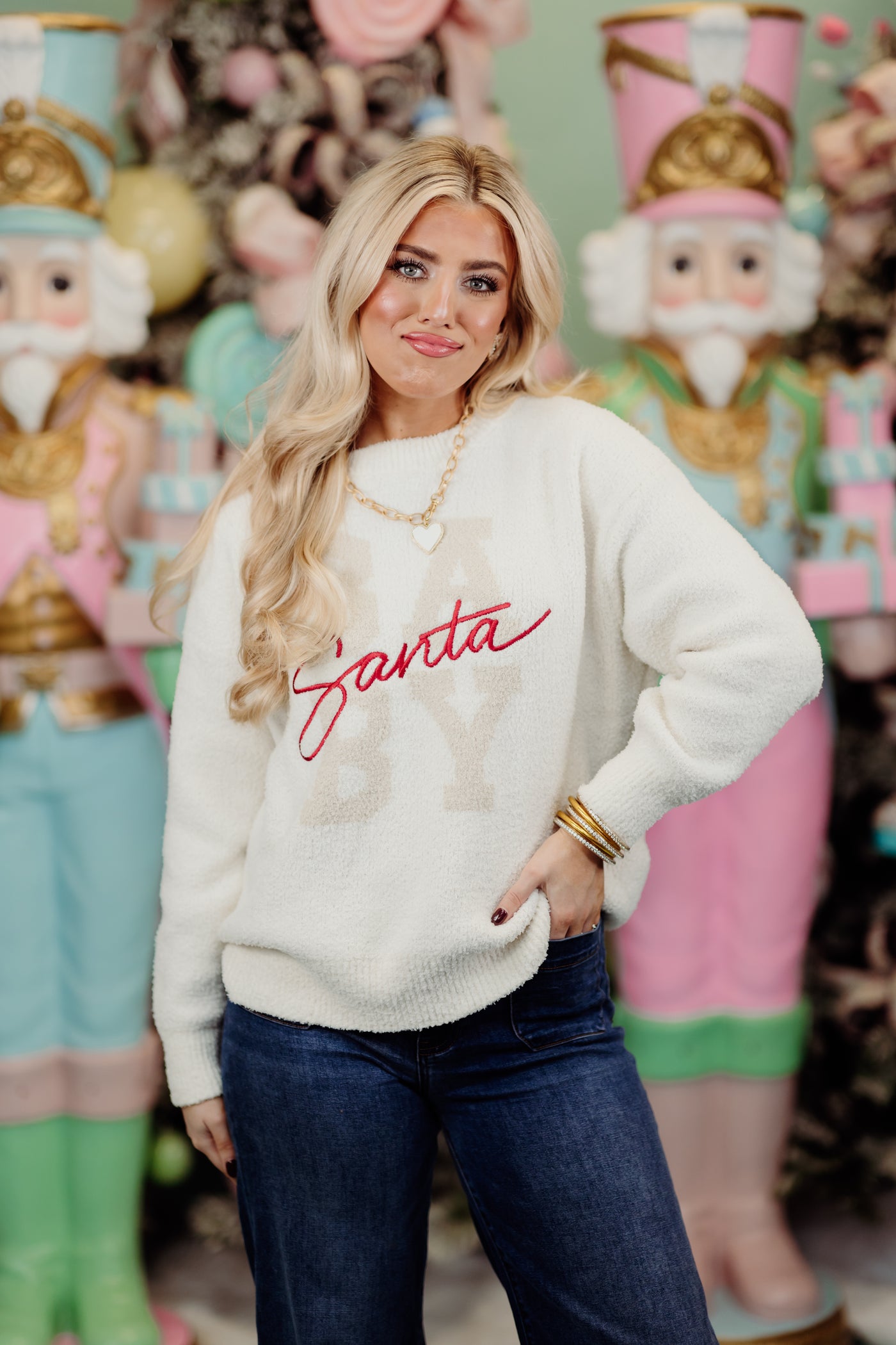 Z Supply Santa Baby Cozy Sweater- Sea Salt