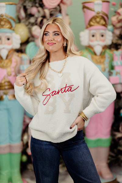 Z Supply Santa Baby Cozy Sweater- Sea Salt