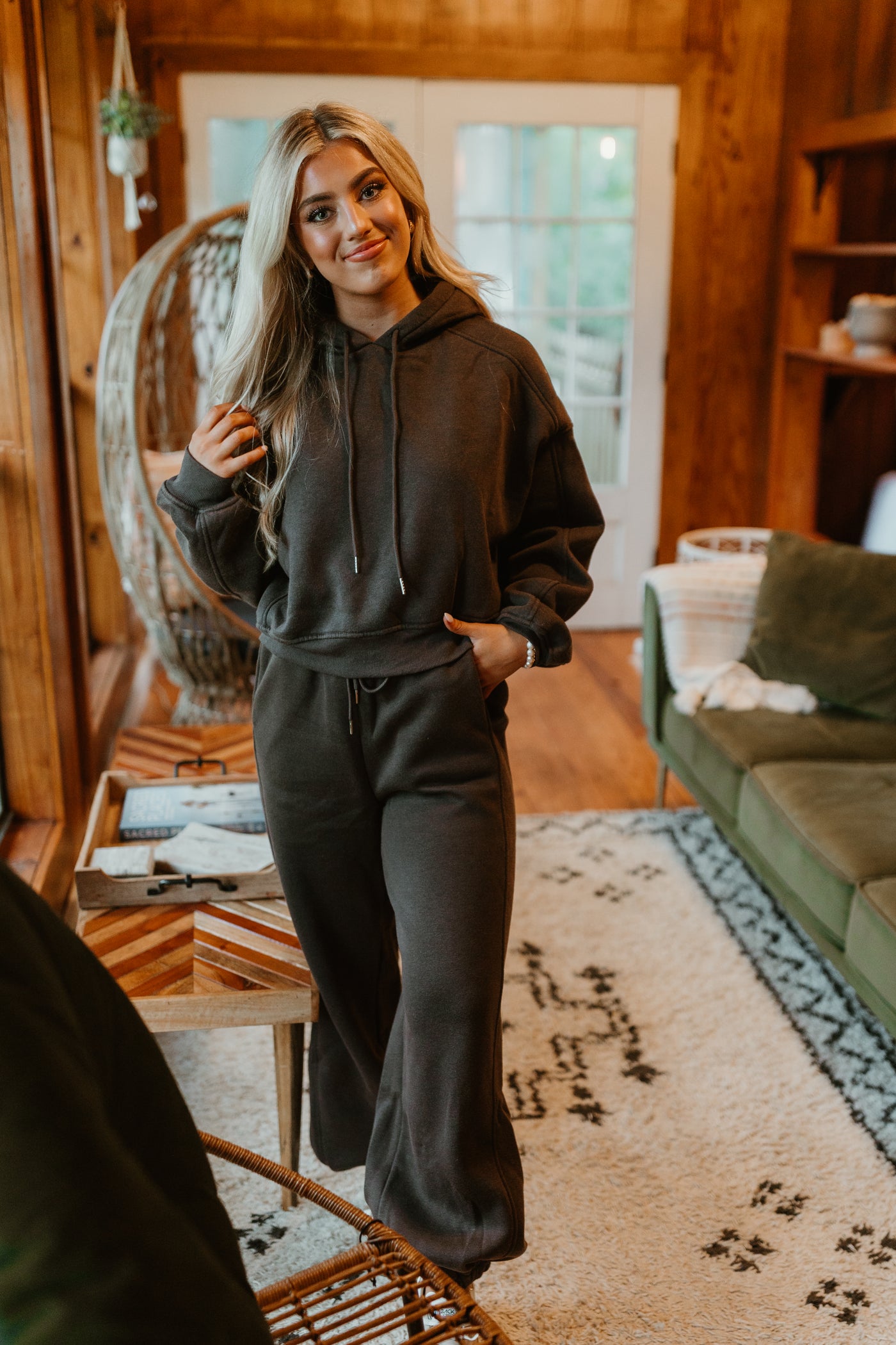 Charcoal Mineral Wash French Terry Hoodie and Jogger Set