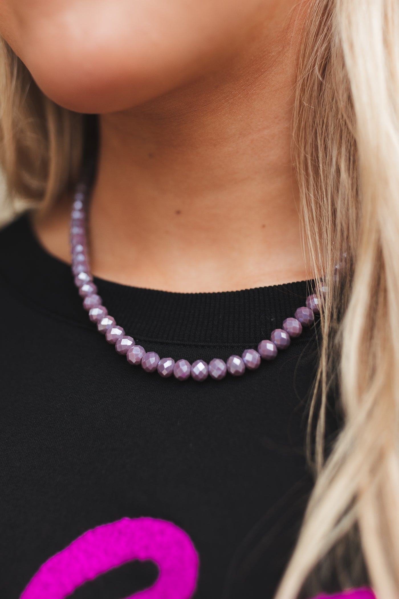 Plum Iridescent Beaded Necklace