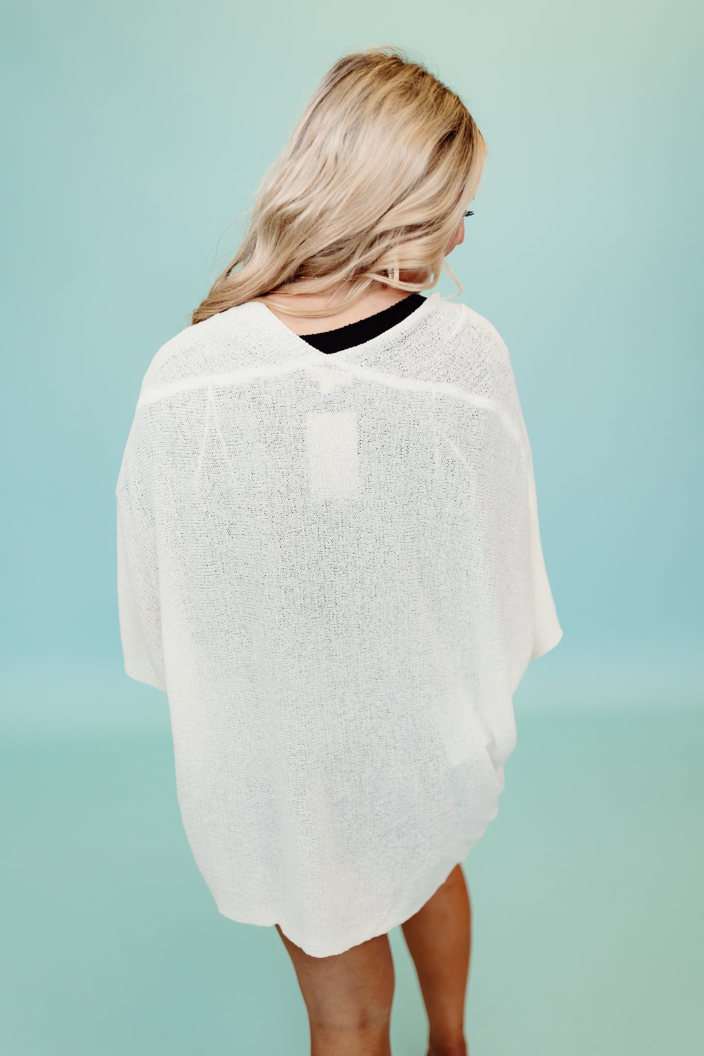 White Knit Dolman Sleeve Cardigan