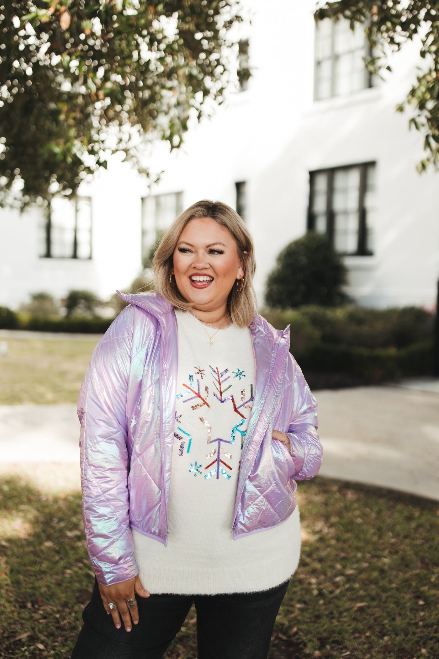 Lilac Metallic Puffer Jacket