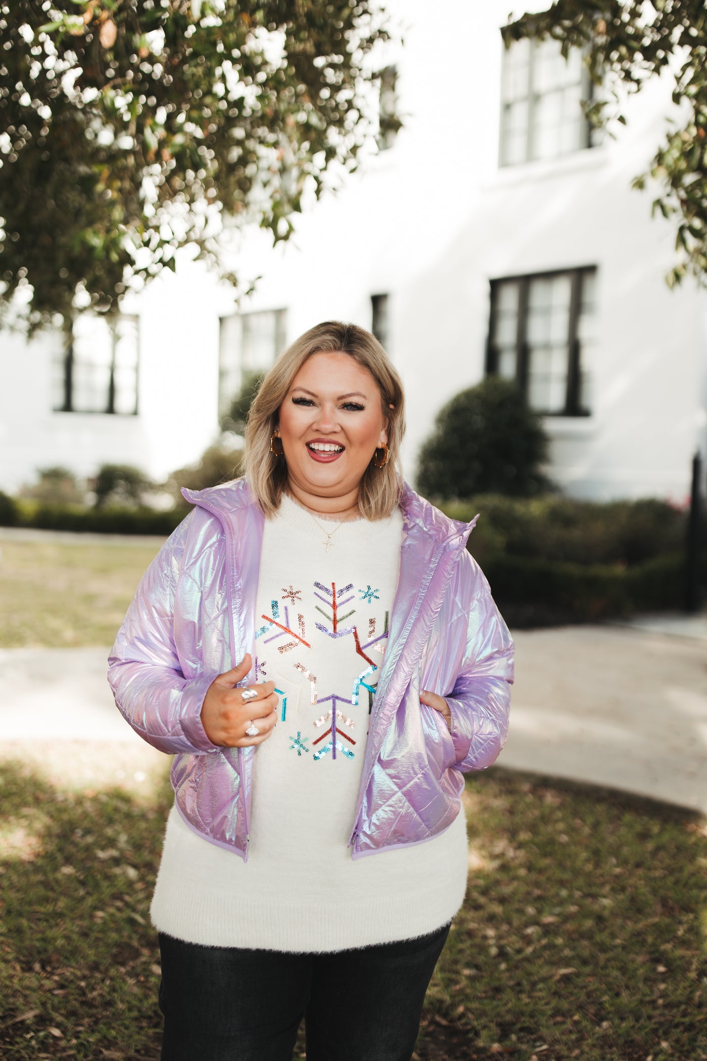 Lilac Metallic Puffer Jacket