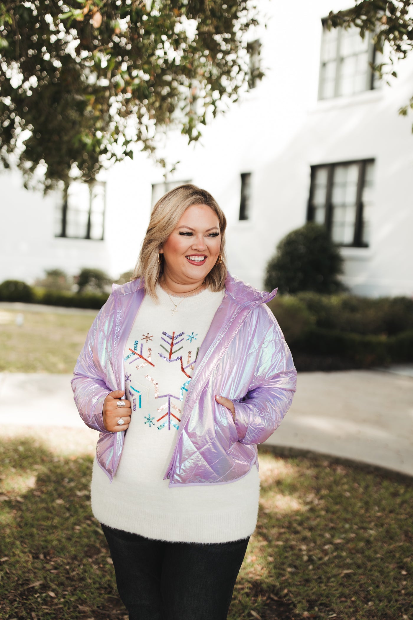 Lilac Metallic Puffer Jacket