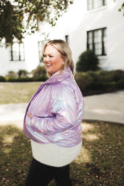 Lilac Metallic Puffer Jacket