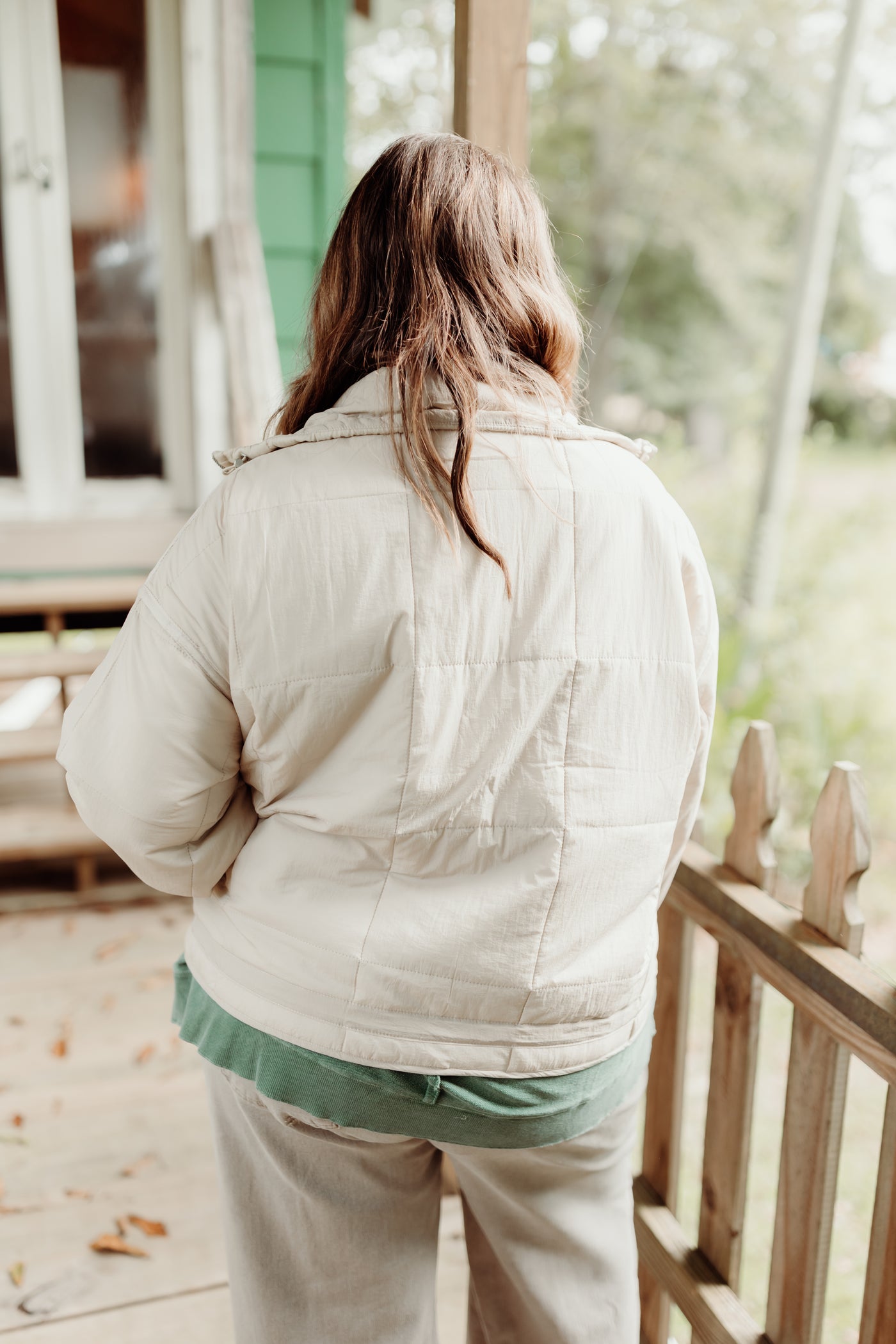 Bone Quilted Collared Jacket